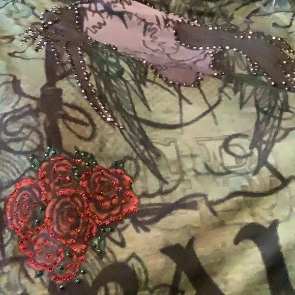 Grail Size XS Green Bedazzled Sublimation Tee. Made in USA New - Picture 6 of 6